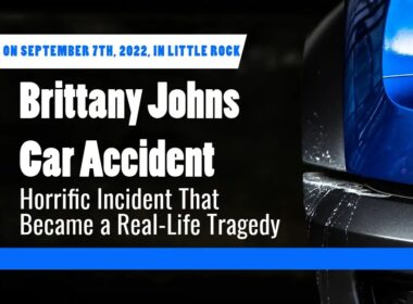 Text and car headlight with text brittany johns car accident