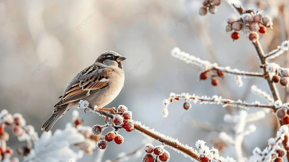 sparrow is waiting for prey