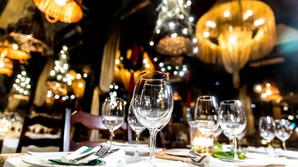 glasses and forks in dining 