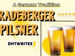 Radeberger Pilsner Beer in two glass and text