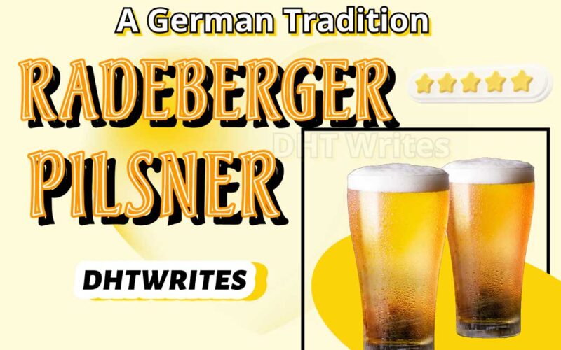 Radeberger Pilsner Beer in two glass and text