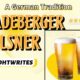 Radeberger Pilsner Beer in two glass and text