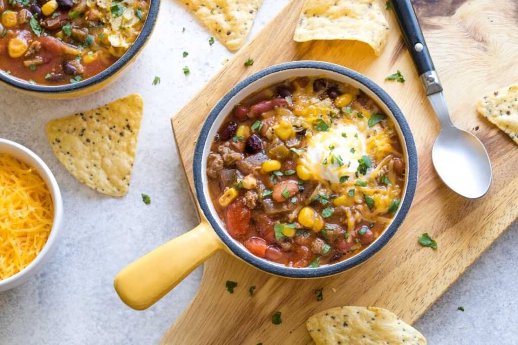 served Frios taco soup with topping 