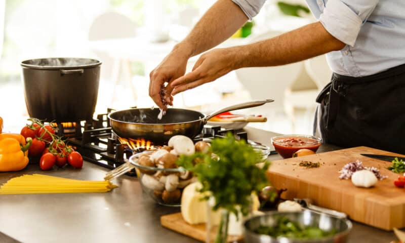 man making Traditional taco soup Frios with Instant Pot Method